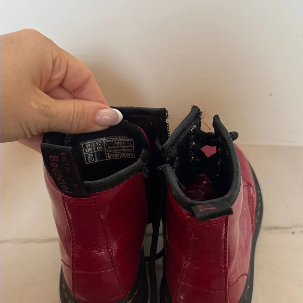 Dr Martin Kids pink/red sparkle Lace-Up Combat Boots - Classic Style